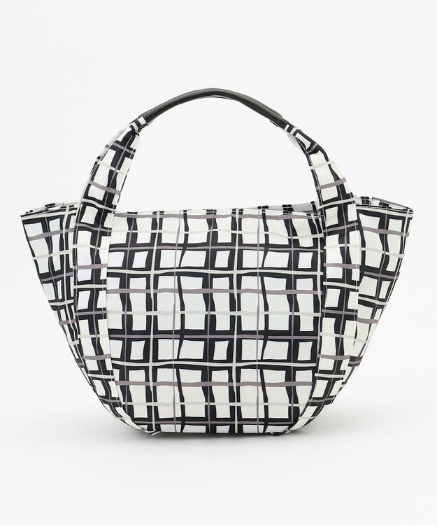 Y'SACCS 総柄プリントミニトートバッグ ブラック（チェック柄）