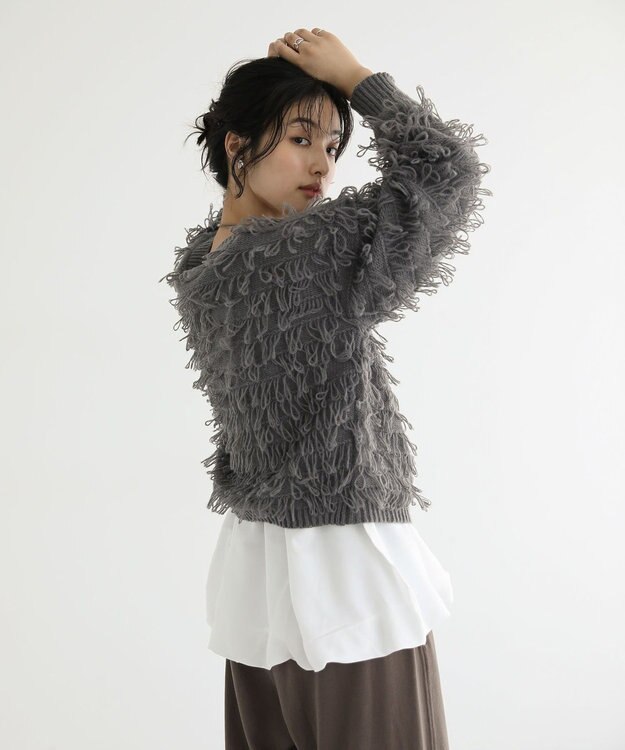 Green Parks ループニットカーディガン Gray