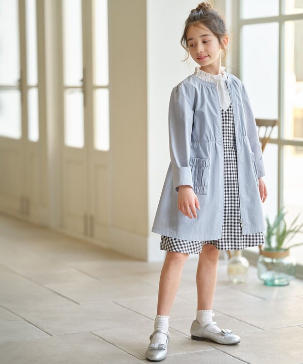 組曲 KIDS 【110-140㎝】ギンガムドッキング ワンピース ブラック系3