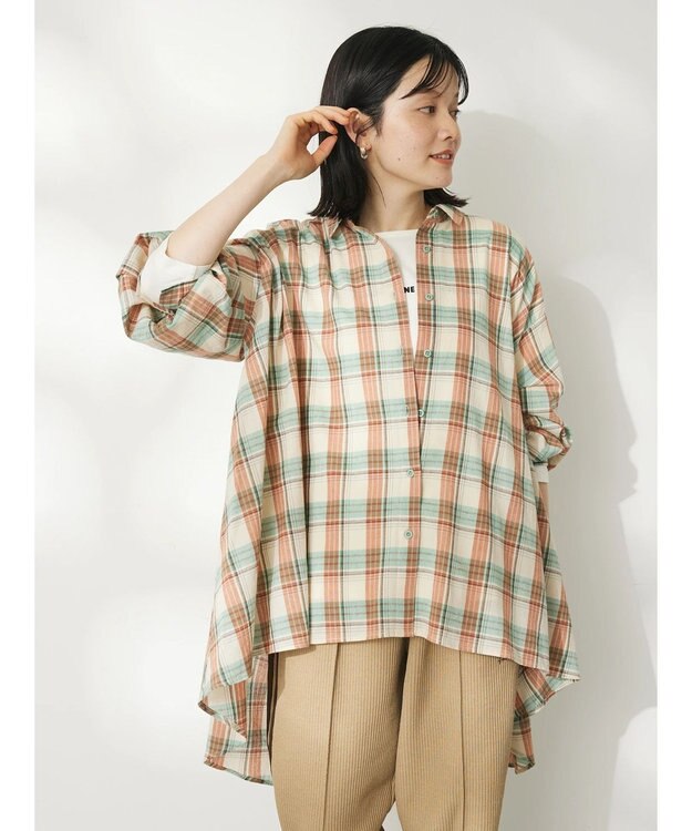 CRAFT STANDARD BOUTIQUE チェックフィッシュテールチュニック Beige