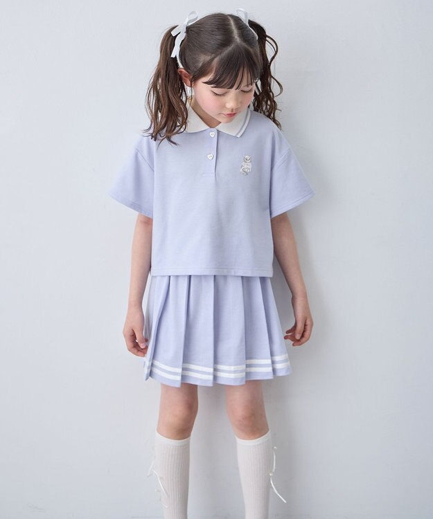 ANY KIDS 【洗濯機可能/吸汗速乾】ドライタッチ プリーツスカパン サックスブルー