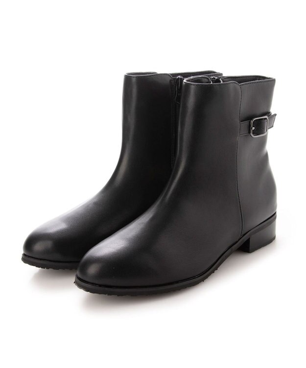 ing <ing>【レイン対応】【防滑・防水・防寒】ベルトデザインショートブーツ ブラック