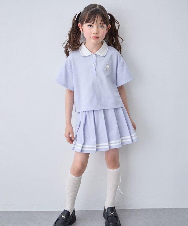 ANY KIDS 【洗濯機可能/吸汗速乾】ドライタッチ プリーツスカパン サックスブルー