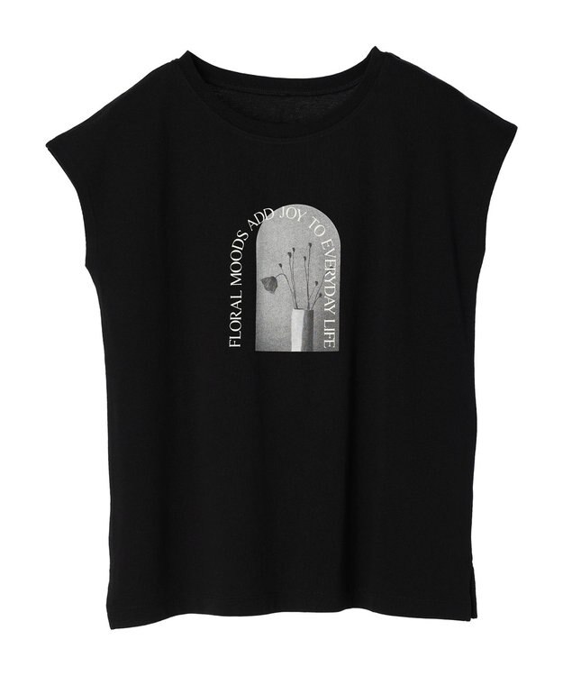 Green Parks フラワーフォトコンパクトプルオーバー Black