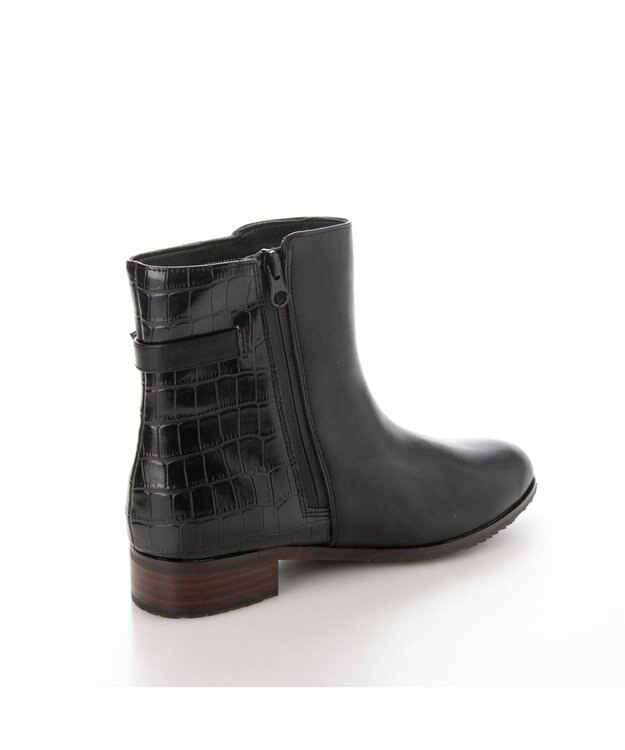 ing <ing>【レイン対応】【防滑・防水・防寒】ベルトデザインショートブーツ ブラックコンビ