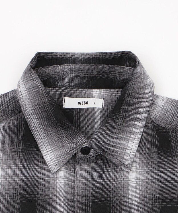 WEGO 【ユニセックス着用ITEM/MLサイズ展開】イラストオンブレチェックシャツ（SS） ブラックチェック1