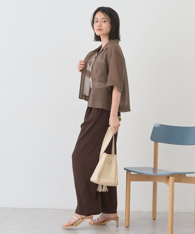 AMERICAN HOLIC シアーショート丈開襟シャツ Brown
