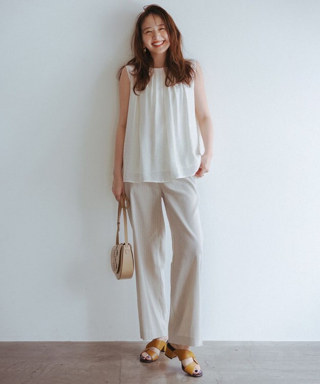 UNFILO ヴィンテージシアー プリーツブラウス エクリュ