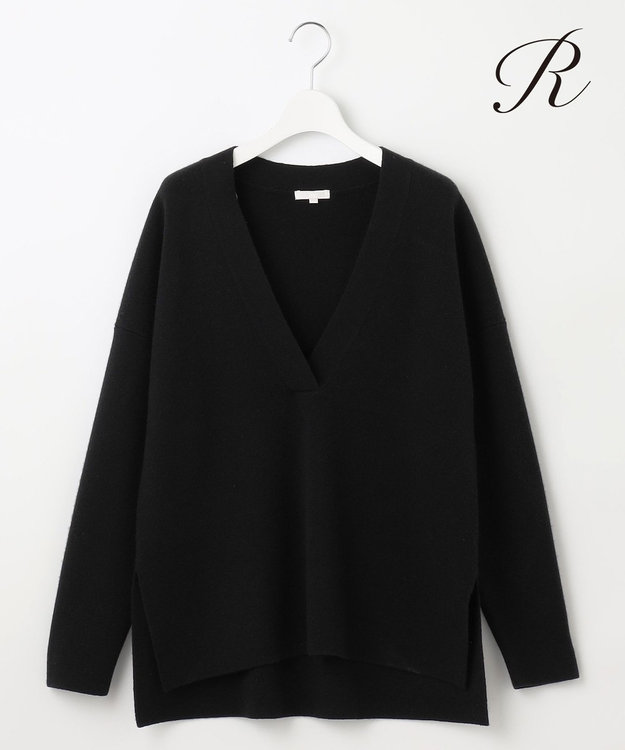 23区 【R(アール)】カシミヤブレンド Vネックニット ブラック系