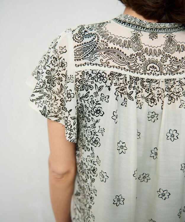 GRACE CONTINENTAL バンダナフレアスリーブブラウス ブラック