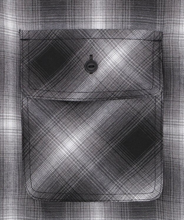 WEGO 【ユニセックス着用ITEM/MLサイズ展開】イラストオンブレチェックシャツ（SS） ブラックチェック1