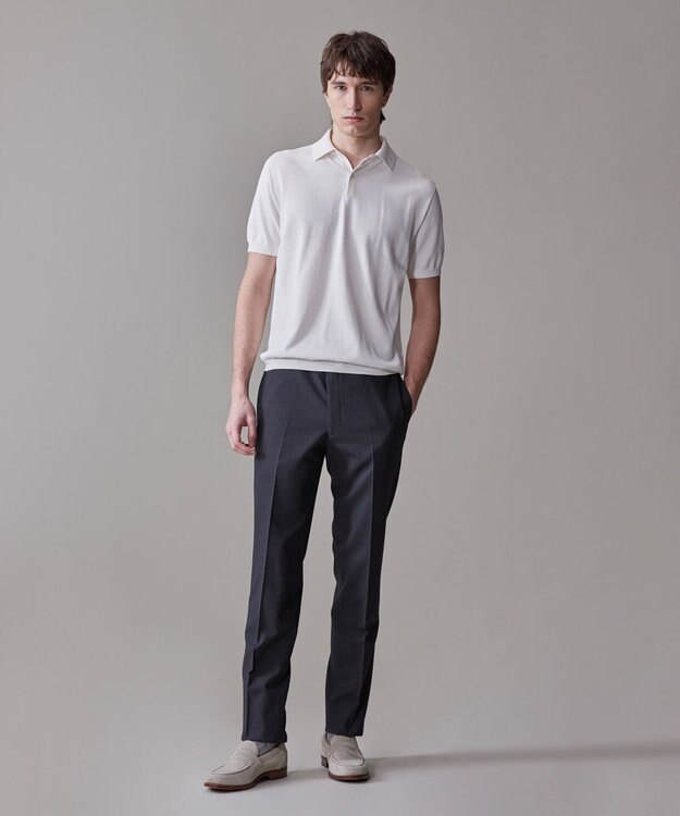 J.PRESS MEN 【Peppin Merino Comfort】【ウォッシャブル可 / 折り目加工】プレーンウィーヴ スラックス / ノータック ライトグレー系