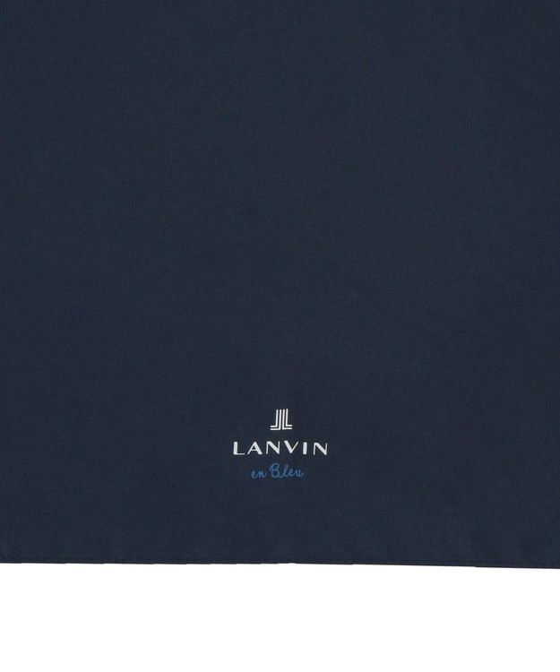 MOONBAT 【WEB限定】LANVIN en Bleu 晴雨兼用 折りたたみ傘 ワイド プレーン×ロゴ刺繍 一級遮光 遮熱 UV ネイビーブルー