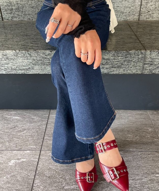 WEGO ハトメベルトポインテッドシューズ ワイン