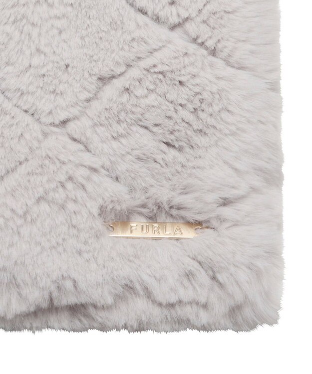 MOONBAT FURLA フェイクファーキルティング風マフラー ライトグレー