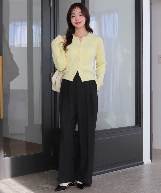 WEGO 【26年春新作】別注USPOLOケーブルニットカーデ ライトイエロー