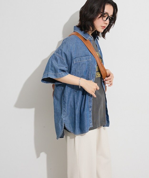 Green Parks 半袖シアーデニムシャツ Indigo