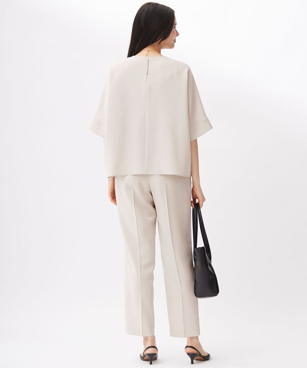 自由区 【セットアップ対応・接触冷感・UVカット・洗える】ライトリネンライク Tブラウス サンドベージュ