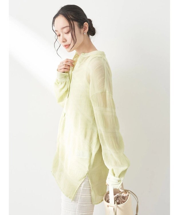 earth music&ecology クシュクシュシアーシャツ Lime Green