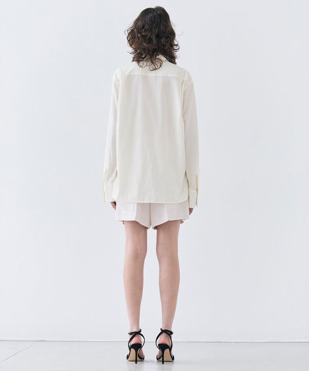 BEIGE， 【洗える】CLOVER / コットンバックボウタイブラウス Meringue