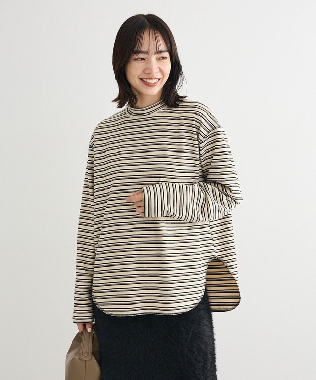 Green Parks なめらかタッチマルチボーダープルオーバー Ivory