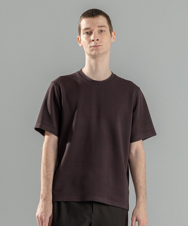 JOSEPH HOMME タックリップルジャージー　クルーネックTシャツ ダークブラウン系