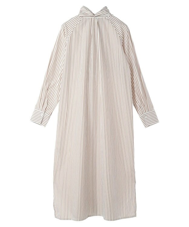 earth music&ecology ボウタイシャツワンピース Stripe Brown