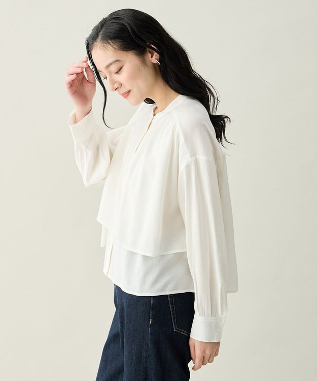 ANY ラッフルクロップドシャツ エクリュ