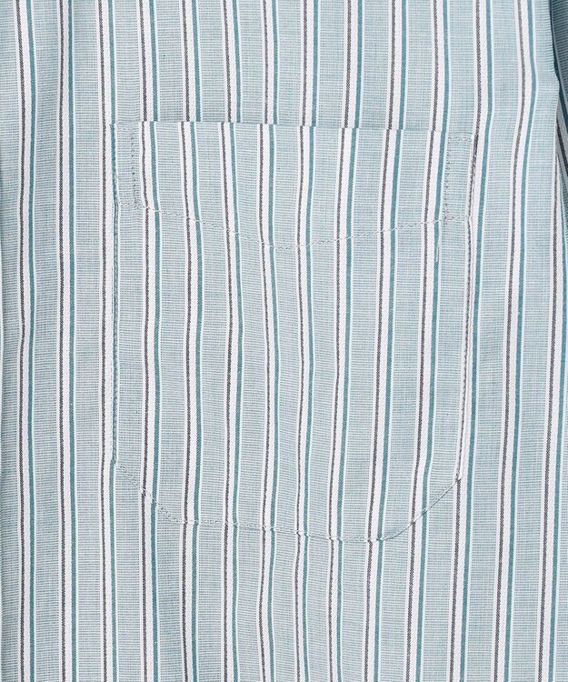 JOSEPH ABBOUD 【オーガニックコットン】JOE COTTON シャンブレーサテンストライプ シャツ グリーン系1