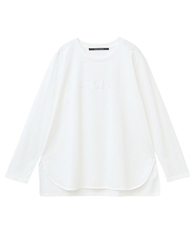 YECCA VECCA ラウンドヘム長袖ロゴTee Off White