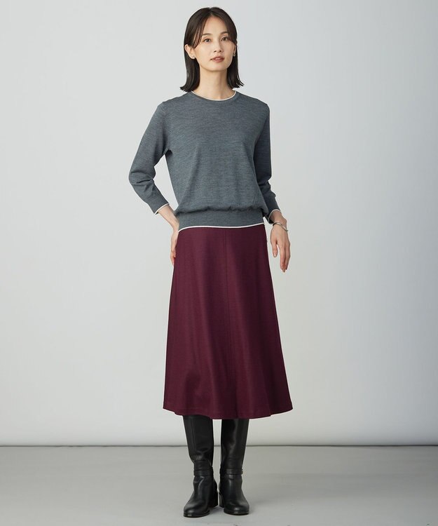 J.PRESS LADIES L トリムツイン ニット グレー系