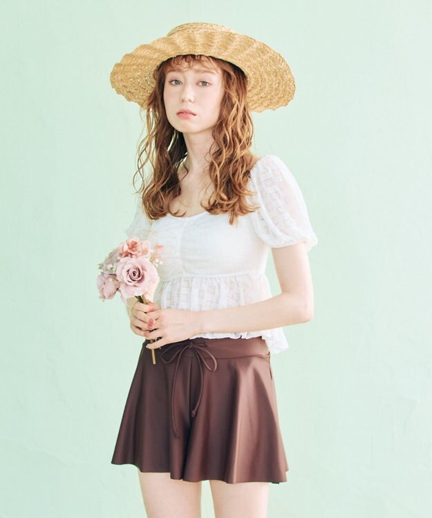 San-ai Resort（三愛水着楽園） 【SALE】３点セット水着　9M【San-ai Resort（サンアイリゾート）】 ホワイト×ブラウン