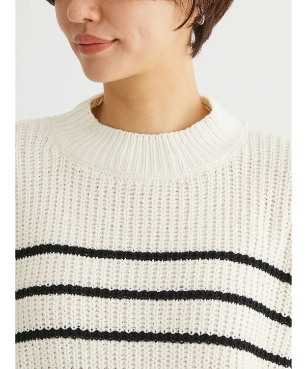 Green Parks ｍｏｋｏモール畦編みモックネックプルオーバー Border