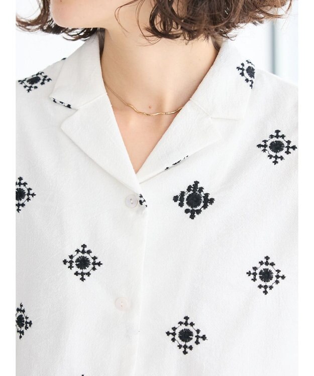 CRAFT STANDARD BOUTIQUE パネル刺繍開襟シャツ Off White