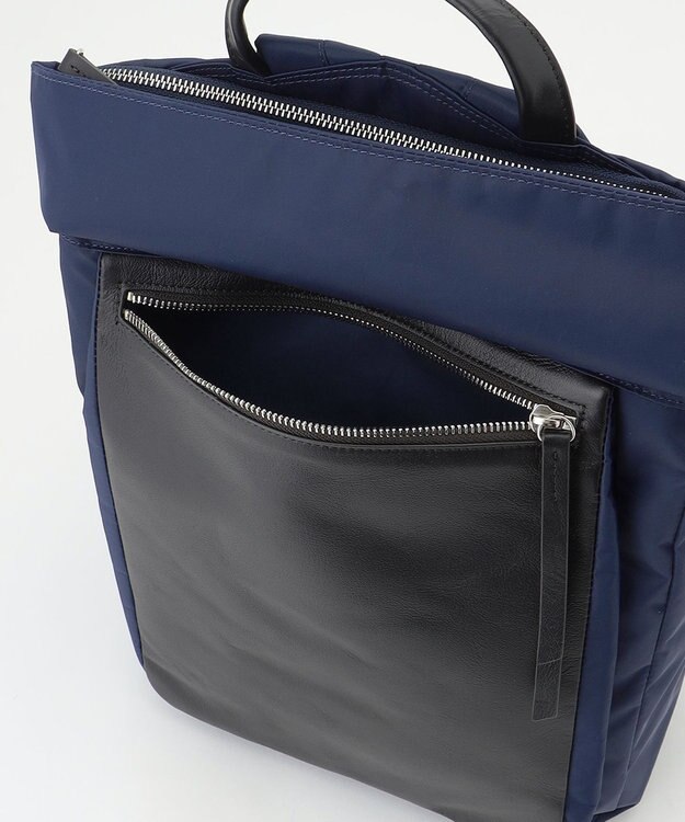 Y'SACCS ナイロン牛革リュック ネイビー