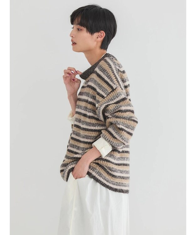 AMERICAN HOLIC グラデーションボーダーニットプルオーバー Black