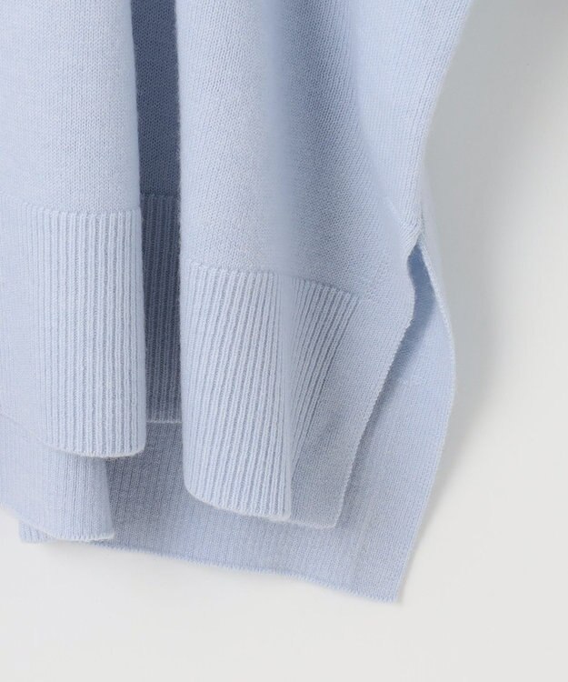 自由区 【洗える】セミウーステッドウール タートルネックニット スカイブルー系1