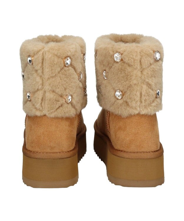 Bridget Birkin 【Bridget Birkin】キルティングビジュームートンブーツ ベージュスウェード