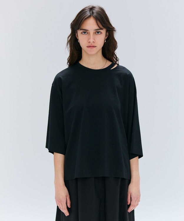  【洗える・GLOW ８月号掲載】S.BABILA / スリットネックオーバーサイズTシャツ