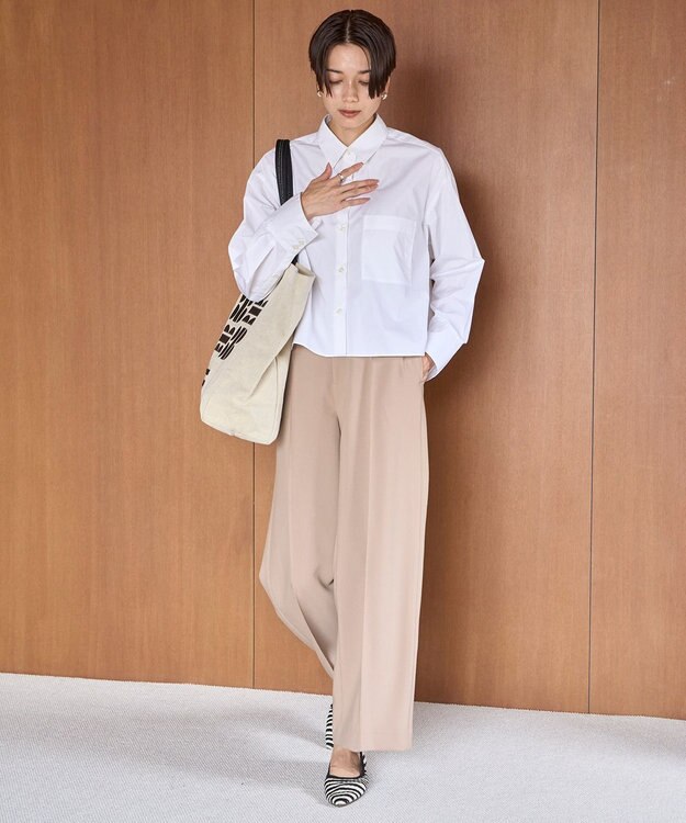 UNFILO イージーケア ワイドパンツ キャメル