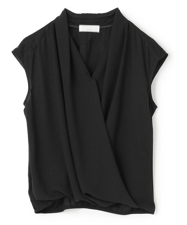 BEIGE， OLIVE / カシュクールフレンチスリーブブラウス Black