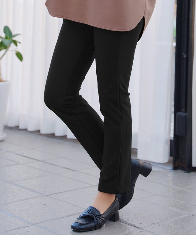 Tiaclasse 【安田美沙子さん着用・新色追加・日本製】すふれ起毛ストレートパンツ ブラック