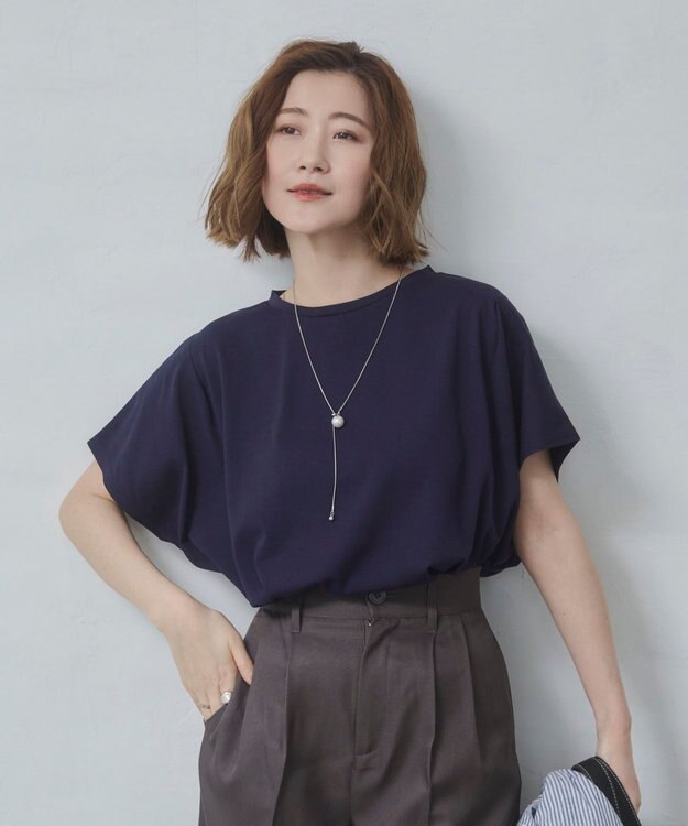 WEGO 【2026春夏新作】接触冷感フレンチスリーブT ネイビー