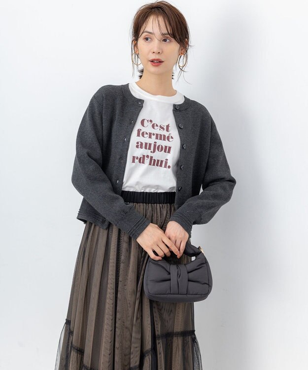 組曲 S 【加藤ローサさん着用】スムースストレッチジャケット カーディガン グレー系