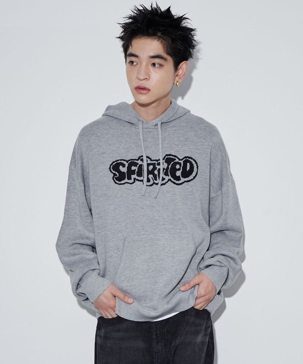 WEGO 【ユニセックス着用ITEM】ジャガードグラフィックパーカー グレー