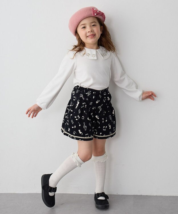 ANY KIDS 音符総柄キュロット ブラック