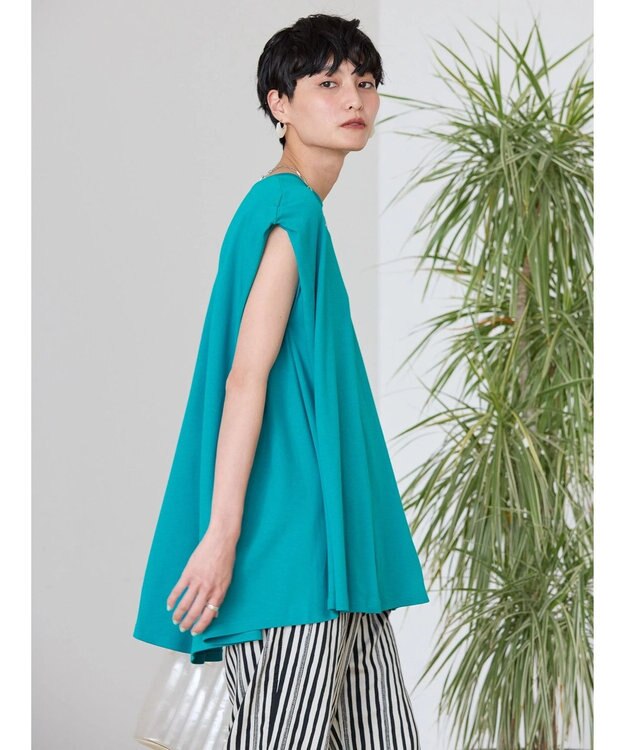 AMERICAN HOLIC 接触冷感フレンチスリーブカットチュニック Turquoise Blue