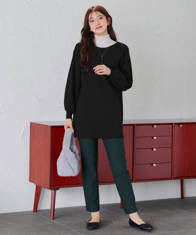 Tiaclasse 【安田美沙子さん着用・新色追加・日本製】すふれ起毛ストレートパンツ グリーン