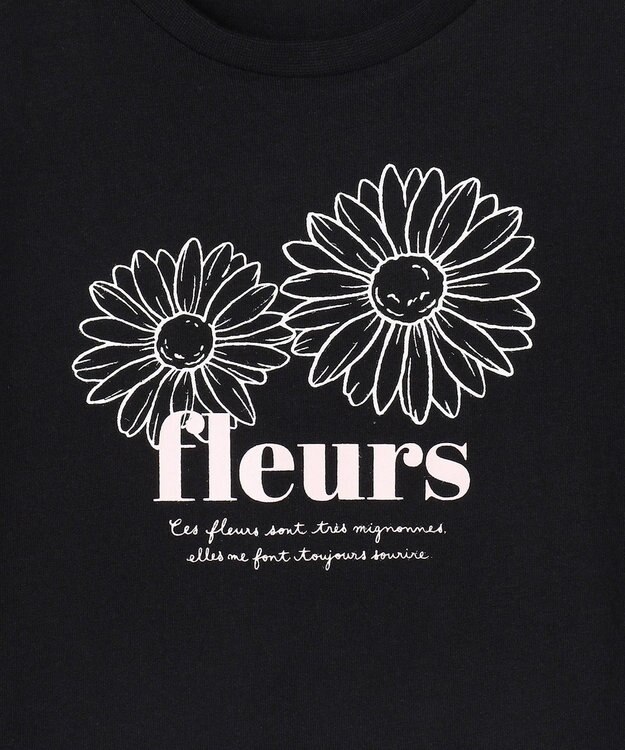 ANY KIDS 【一部店舗/WEB限定】【綿100%】プリント 半袖Tシャツ ブラック×花