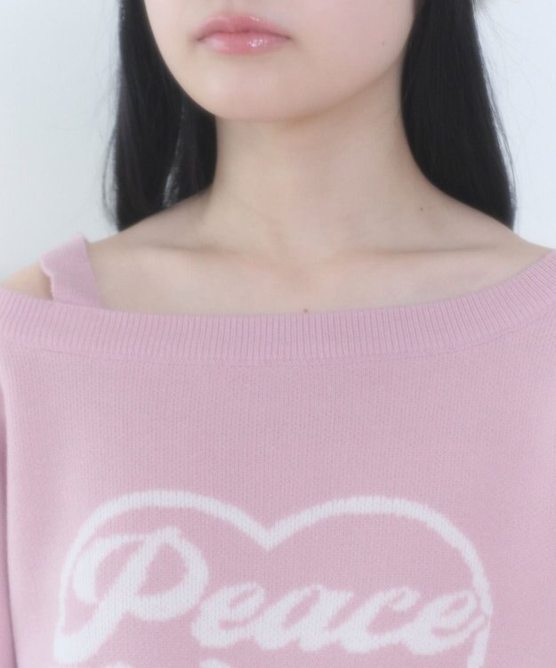 WEGO ハートワンショルニット ピンク